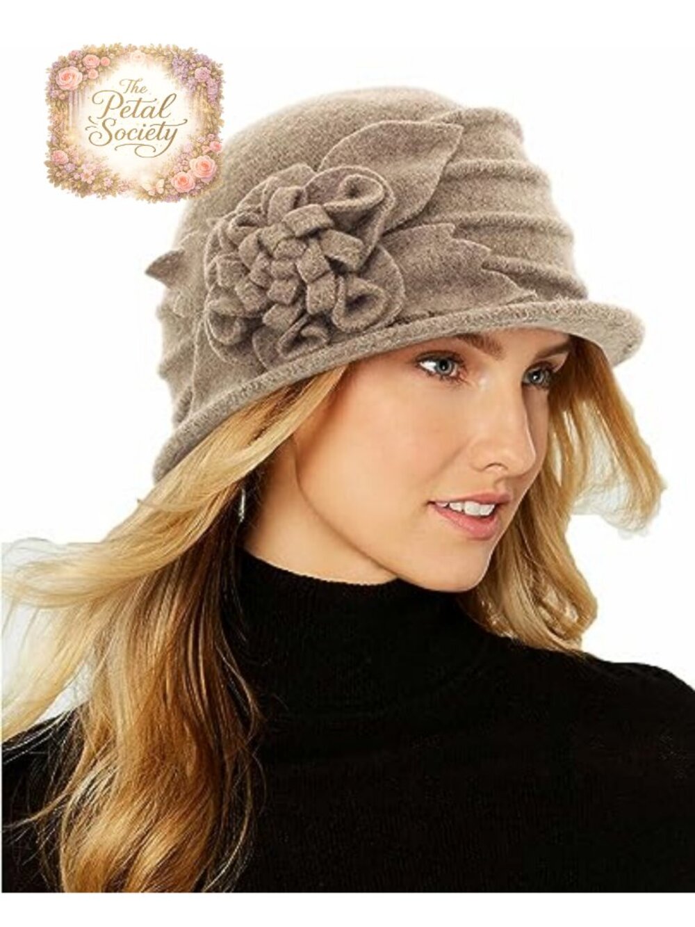 Wool Blend Cloche Hat Adjustable Vintage 1920s Winter Felt Bucket